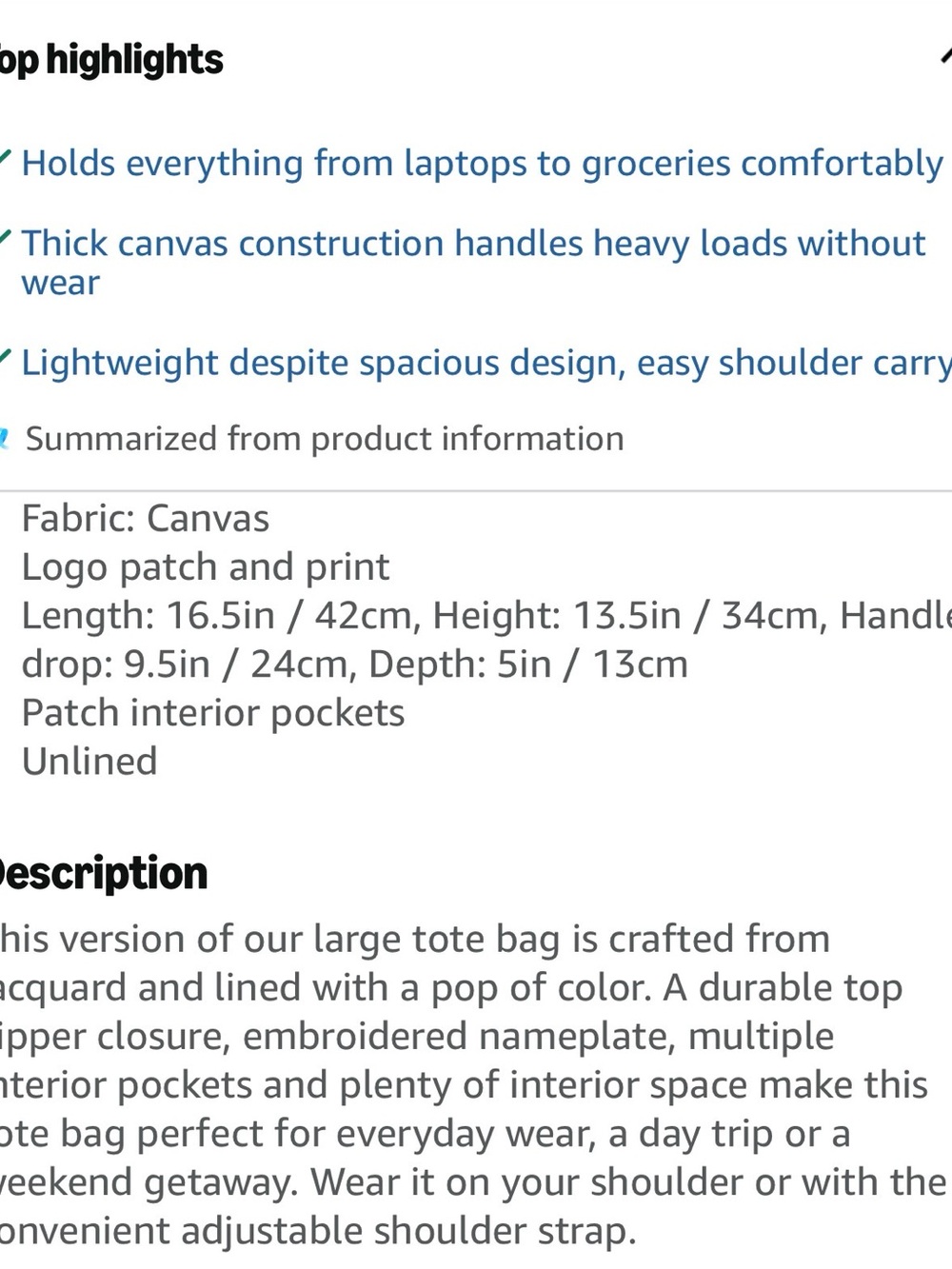 Marc Jacobs Black Canvas Tote with White Logo - Picture 5 of 11